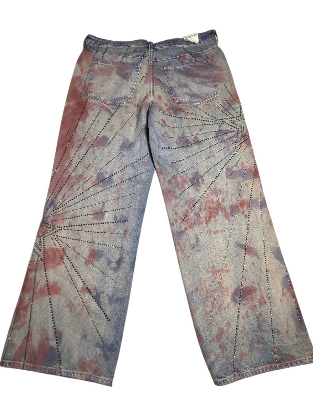 We The Free Aurora Tie Dye Sequin Flare Jeans Mid Rise Y2K Denim 31 NWOT - Picture 14 of 16